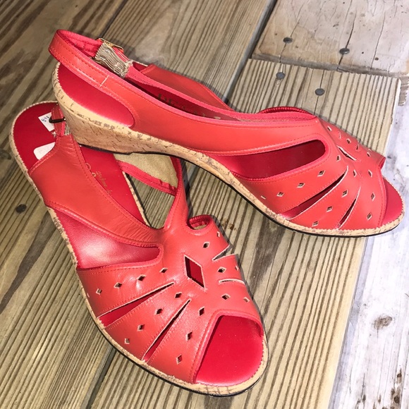wide red sandals